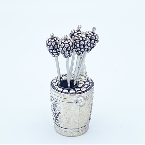 Vintage European Silver Plated Olive Cocktail Fork Set - Picture 4 of 10